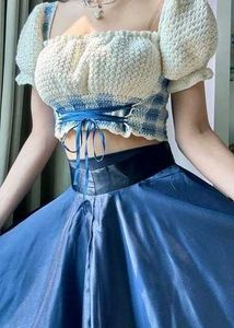 Crochet Puff Sleeve Crop Top
