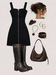 Zipper Front Mini Dress