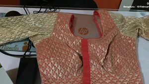 Light red embellished Saree with blouse