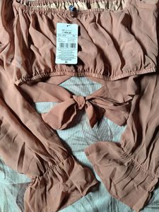 Shein Brown Square Neck Crop Top
