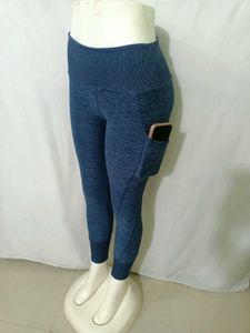 Blue Gret Sport Leggings with Pockets Free Size