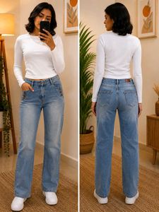 Stylish Women's Light Wash Wide Leg Jeans