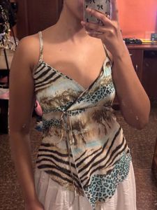 Stylish Animal Print Wrap Top