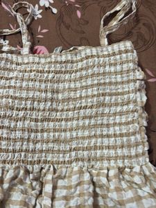 Checkered Crinkle Top with Tie-Up Detail