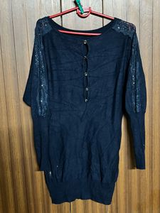 Chic Black Embellished Sleeve Top