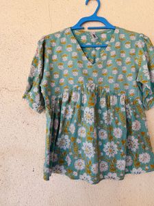 Bohemian Floral Print Kurta Top
