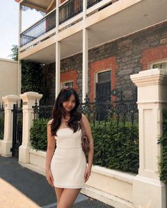 Cream Lace Trim Mini Dress