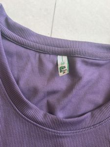 Purple Ribbed Cropped Top