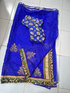 Royal Blue Saree with Peacock Blouse