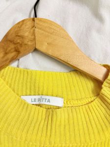 Bright Yellow Ribbed Short Sleeve Top