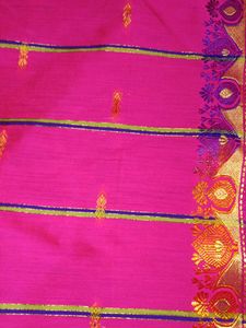 Vibrant Green Saree with Pink Palu