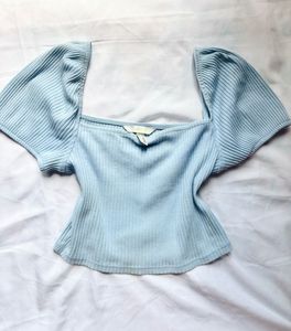 Light Blue Puff Sleeve Top