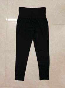 High Waisted Black Pants with Lace-Up Detail