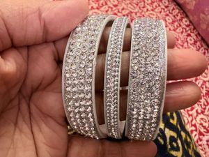 Set of Pink Velvet Bangles with rhinestones Chur