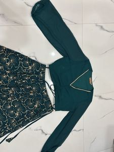 Green Floral Skirt &amp; Top Set