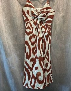 H&amp;M Rust Brown Print Twist Front Midi Dress