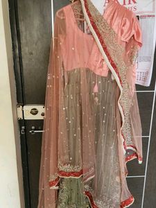 Elegant Peach Embroidered Kurta Set