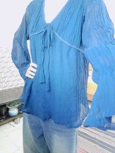 Bohemian Blue Crinkle Kurta