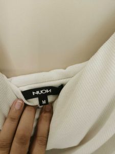 White Off-Shoulder Ribbed Top