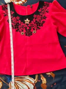 Red top with Black Skirt (Stretchable)