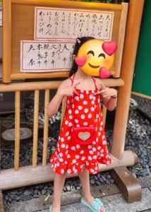 Cute Red Strawberry Print Dress with Heart Bag