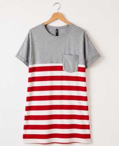 Red &amp; White Striped T-Shirt Dress
