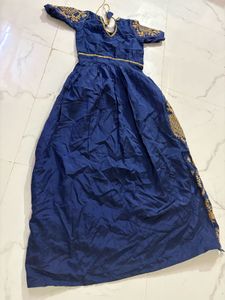 new  Blue Embroidered Gown fit upto 36