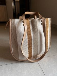 Stylish Striped Tote Jute Bag