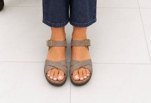 Stylish Gray Ankle Strap Sandals