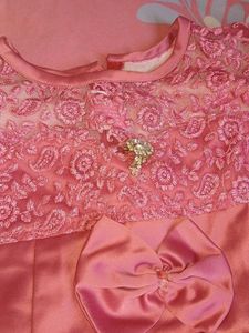 Beautiful Pink Lace &amp; Satin Gown with Purse