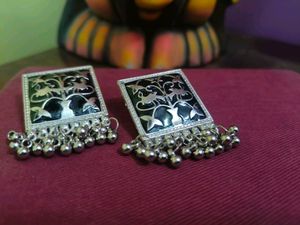 Oxidised Black &amp; silver Combination Earrings.