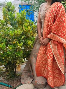 Ethnic Long Gown With Dupatta