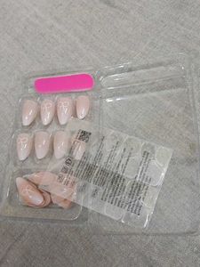 Almond Press-On Nails with Bow Detail