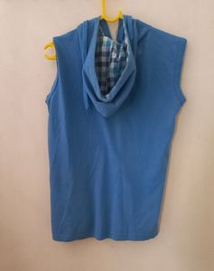Sleeveless Blue Hoodie