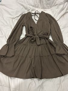 Chic Brown Tiered Mini Dress