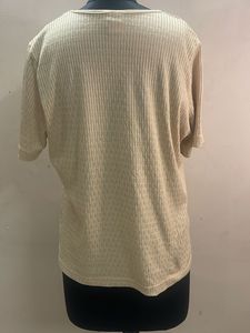 Cream Ribbed Knit Top