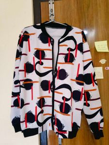 Abstract Print Bomber Jacket