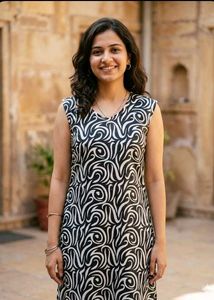 Monochrome Abstract Print Kurti