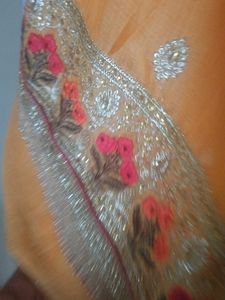 Vibrant Orange Saree with Embellishments