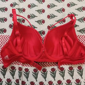 Vibrant Red Bra with Delicate Straps,no return,32