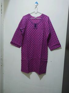 Pink And Blue Printed Kurta