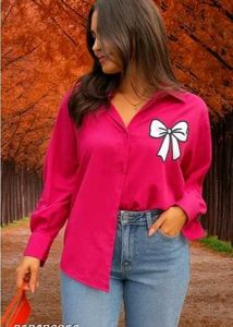 Chic Pink Bow Detail Shirt