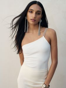 H&M One shoulder rhinestone White Party top