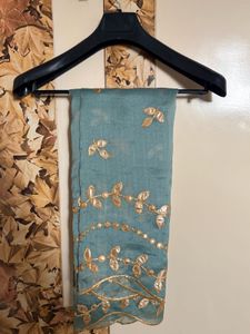 Beautiful Teal Embroidered Saree