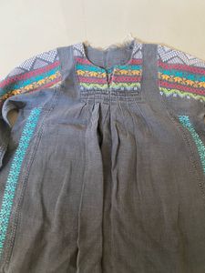 Embroidered Grey Tunic Dress