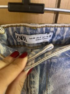 Zara Light Blue Mom Fit Denim High Waist