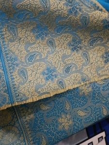 Elegant Teal Resham work Saree from Khadi