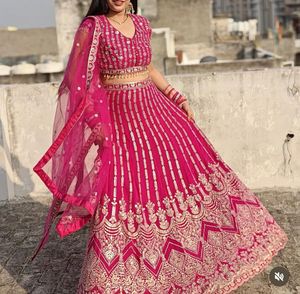 Stunning Pink Embroidered Lehenga Choli