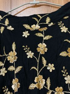 Elegant Black Floral Embroidered Lehenga