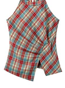 Red &amp; blue plaid halter top with asymmetrical pl